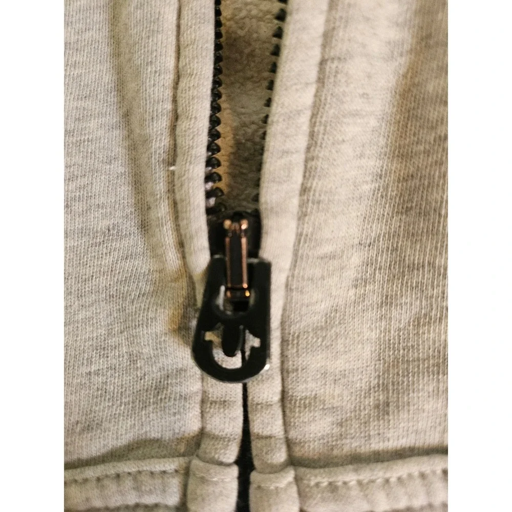 True Religion Zip Up Hoodie Large Gray Horseshoe Logo Fleece Sweatshirt